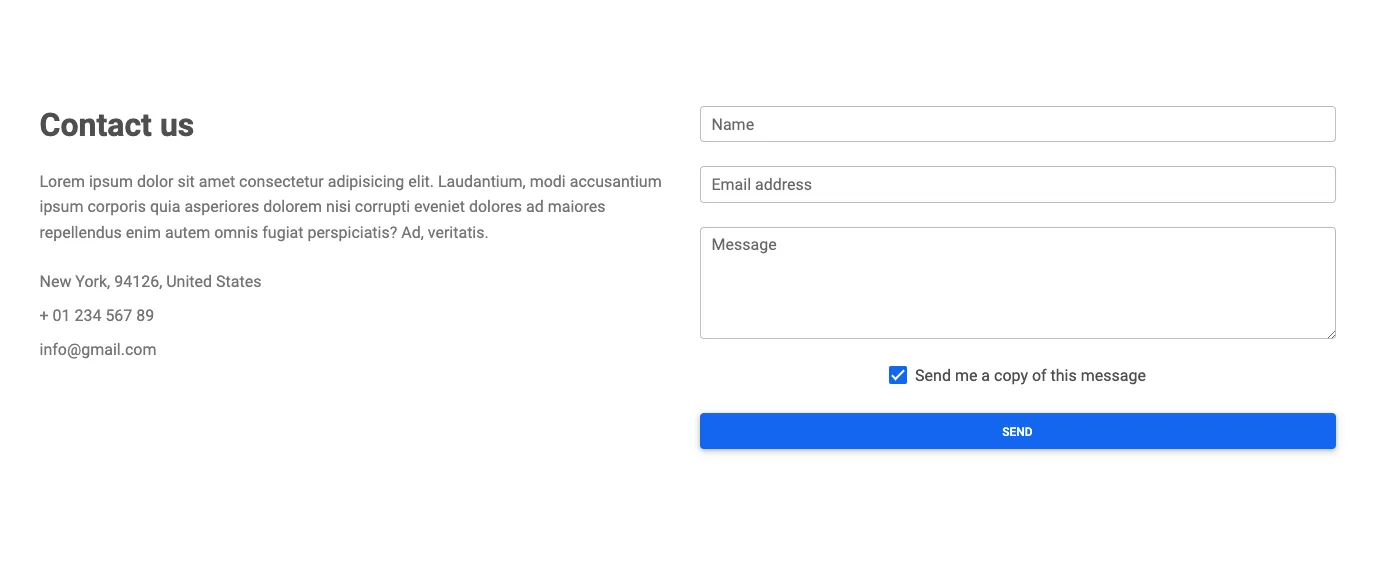 Tailwind eCommerce Forms Template - Horizontal Contact Form