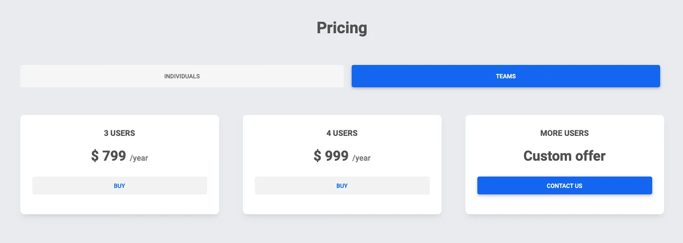 Tailwind eCommerce Pricing Template - Tabs
